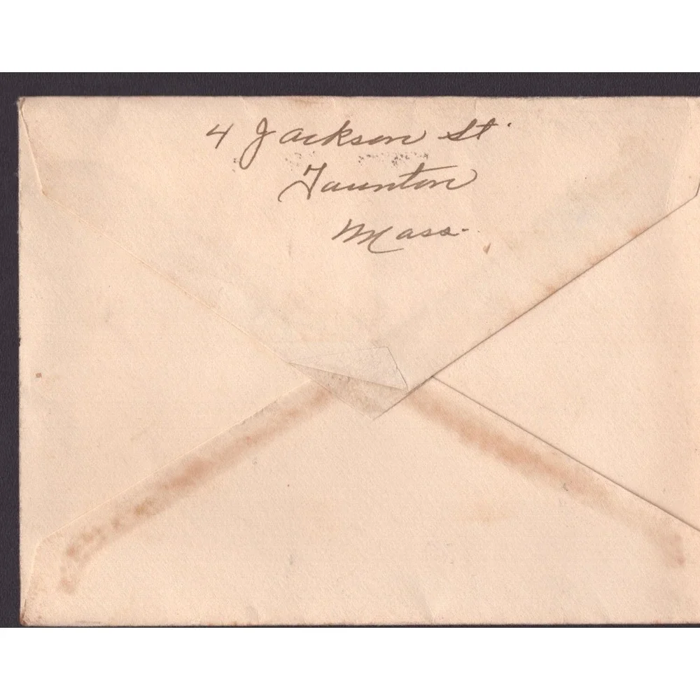 1950 Postal History Cover Taunton MA Postmark 3c Thomas Jefferson Stamp